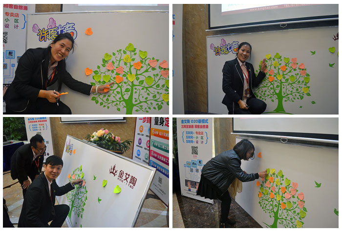 PP视讯瓷砖员工们在允诺墙贴上自己的新年欲望