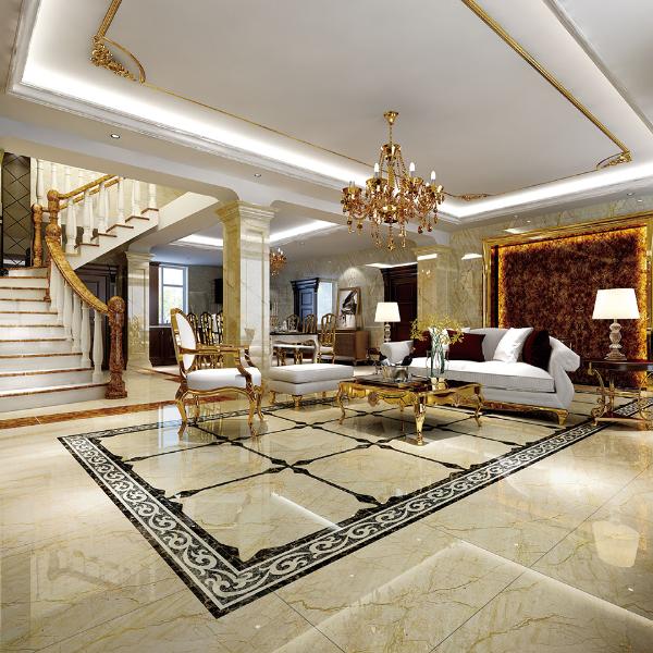 PP视讯大理石瓷砖土耳其浅灰白KYS8089瓷砖客厅成效图