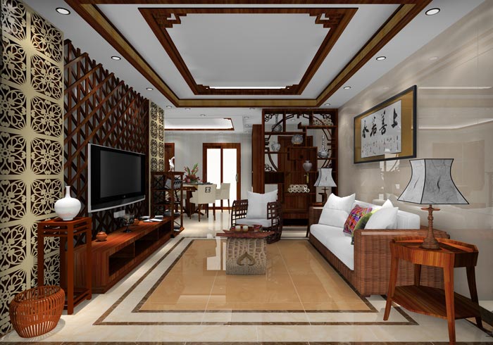 PP视讯家装：井冈山和谐家园安设幼区130㎡中式风格装建鉴赏